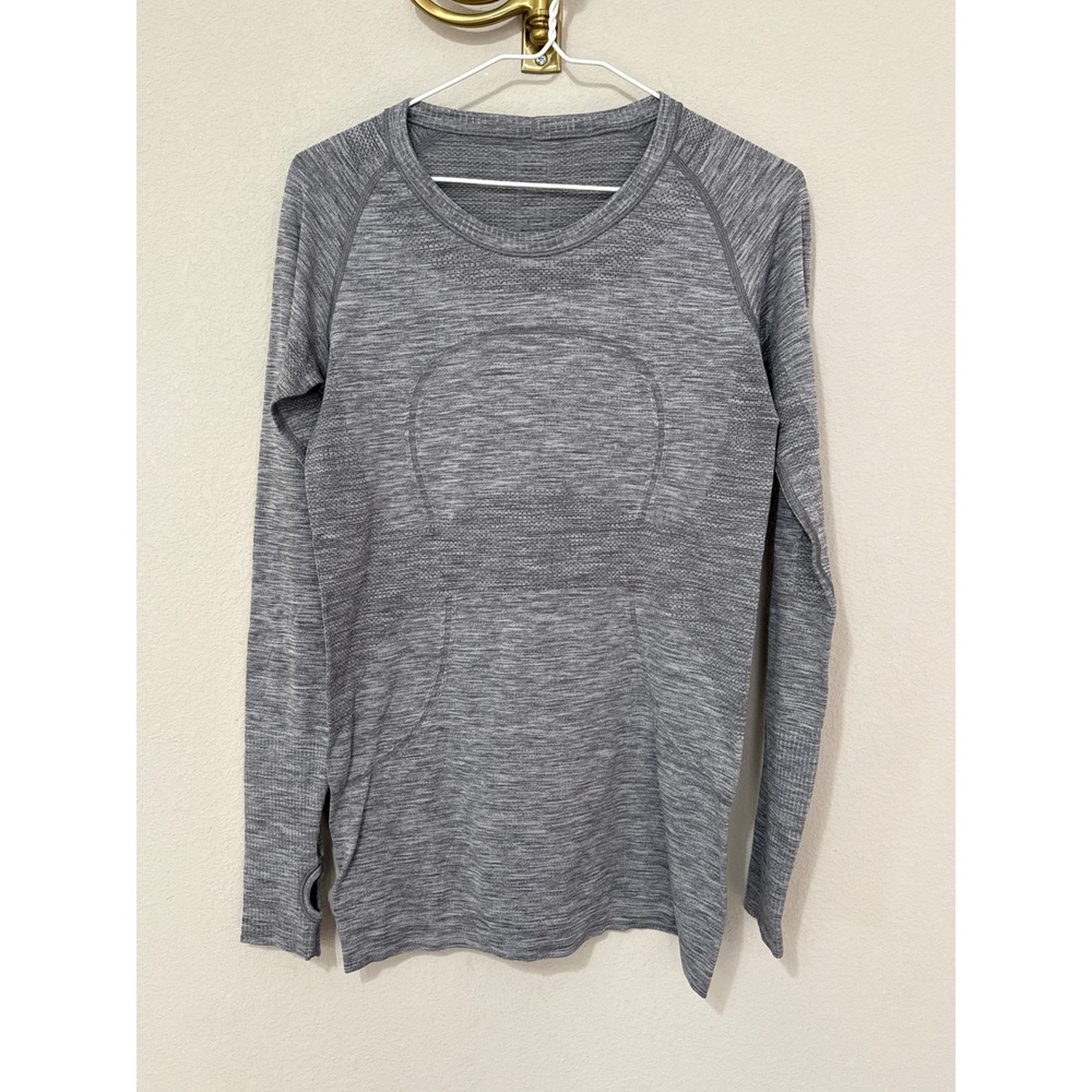 Lululemon Swiftly Tech Long Sleeve Women 8 Grey Heathered Thumbhole Active Top